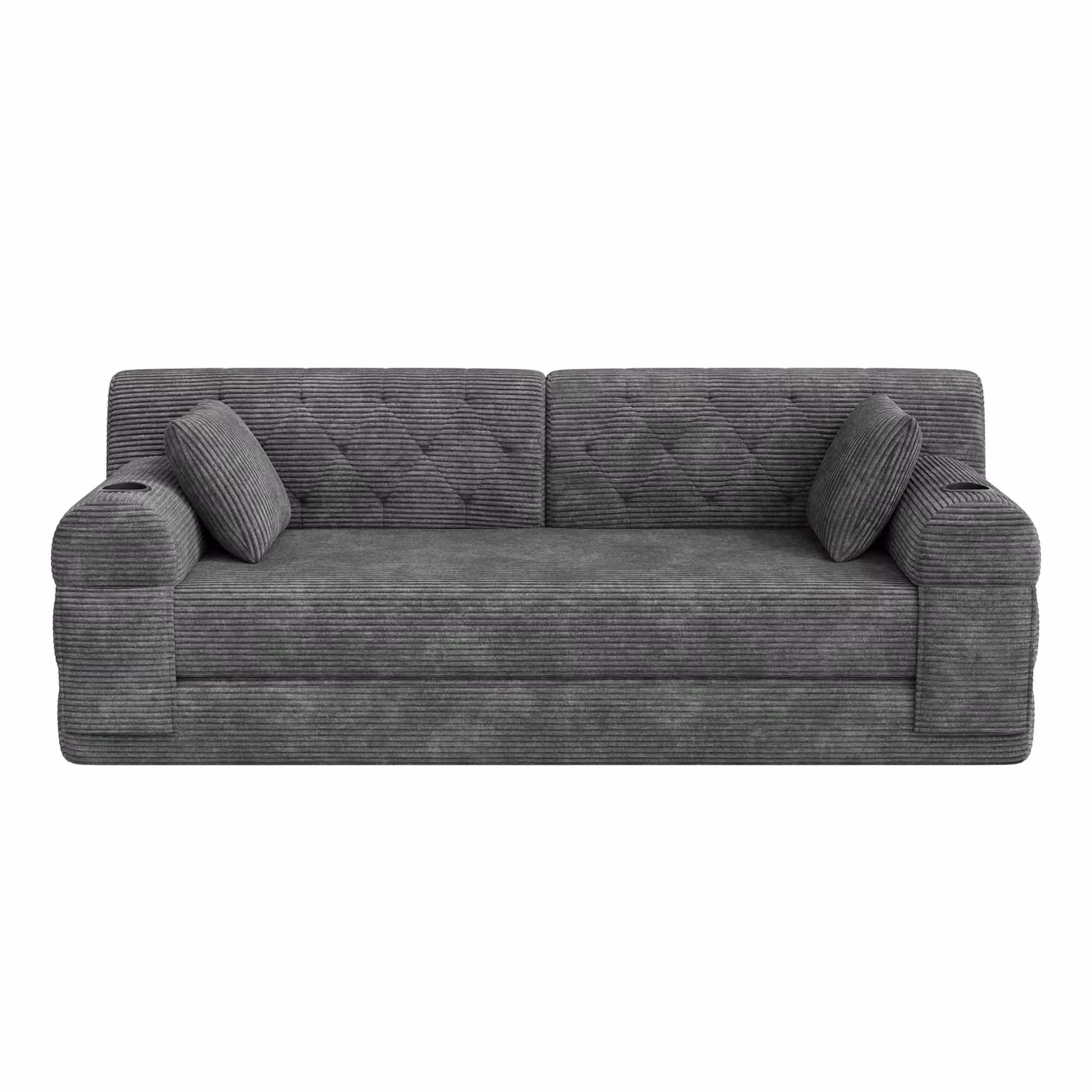 Aosom UK 3-Seater Sleeper Sofa Bed in Dark Grey with High-Back Foam Upholstery and Side Pockets, W/D/H: 208 x 80 x 81 cm – 2