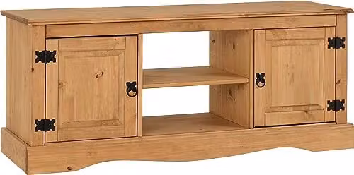 Seconique Corona 2 Door Flat Screen TV Unit in Waxed Pine, W/D/H: 120 x 40 x 51.5 cm