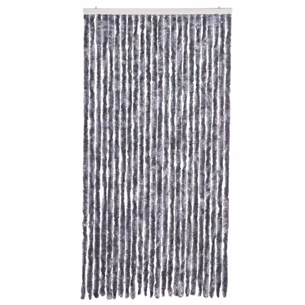 Berkfield Home Silver Chenille Thermal Insulating Fly Curtain W: 100 cm, H: 230 cm – 3