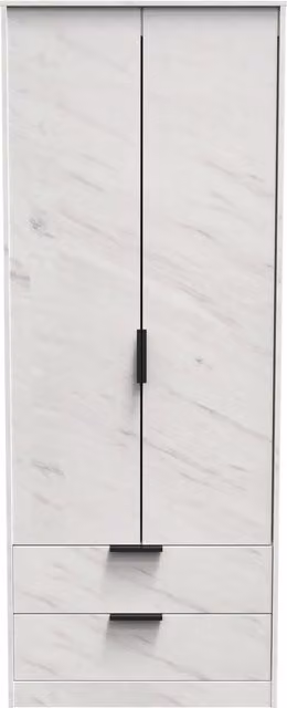 2 U Fuji Ready Assembled 2 Door 2 Drawer Wardrobe in Off-White
