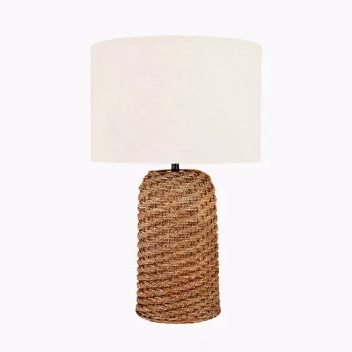 Ruma Brown Woven Seagrass and Rattan Table Lamp – 2