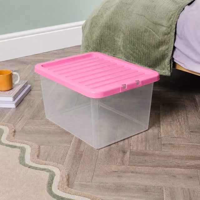 Wham Crystal Stackable Storage Box with Lid, Pink