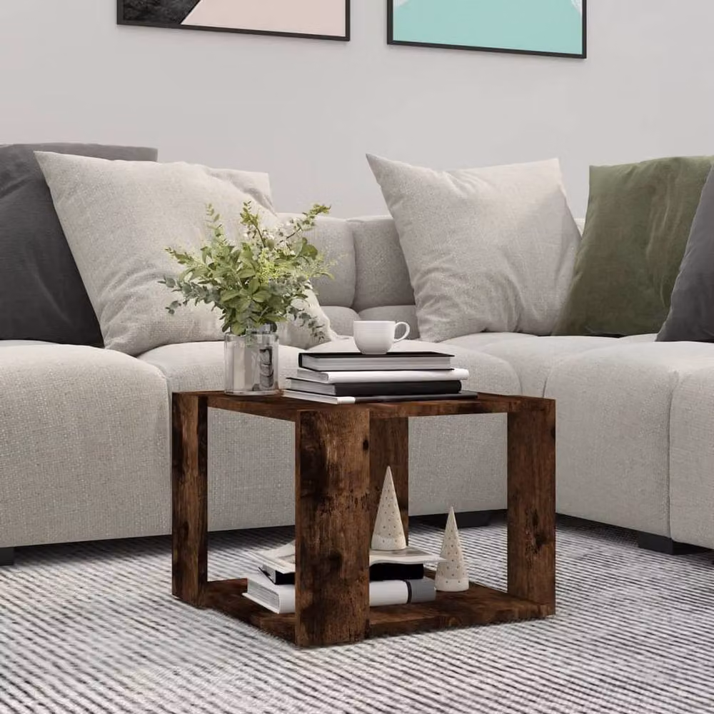 Berkfield Home Smoked Oak Coffee Table in Brown, W/D/H: 40 x 40 x 30 cm – 2
