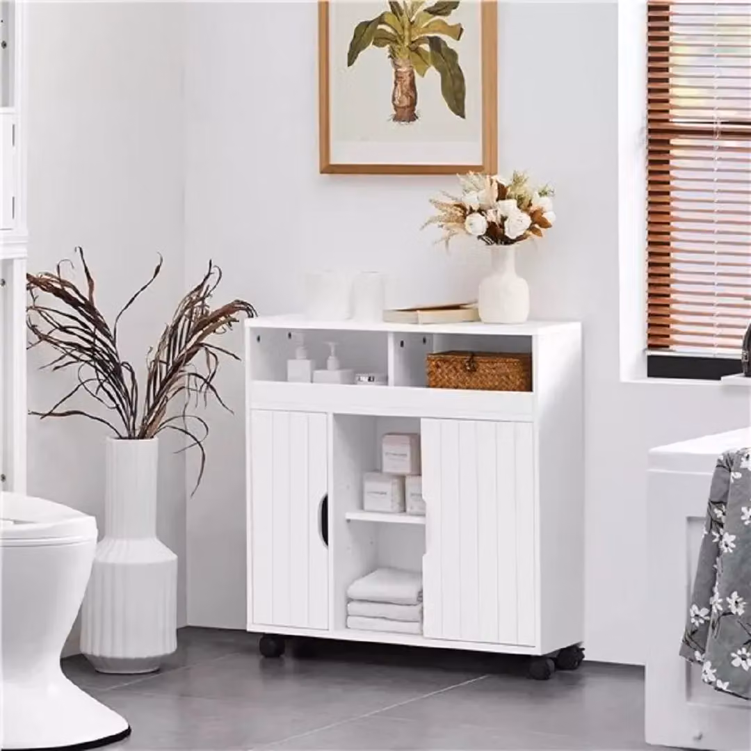 EONLION White Modern Storage Cabinet with Sliding Doors and Internal Shelves, W/D/H: 71.5 x 20 x 20 cm – 2