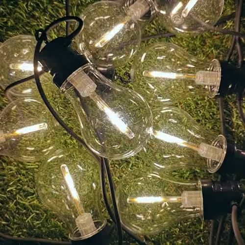 Samuel ALEXANDER Set of 10 Connectable Vintage Festoon Bulb Lights in Warm White with Timer Function, 4.5m – 2