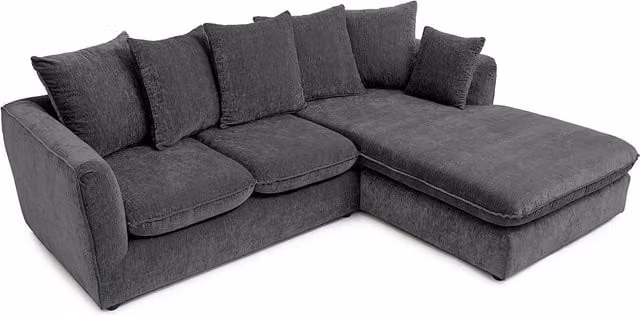 Abakus Direct Lucas Right-Hand Corner Sofa in Grey Velvet Chenille Fabric
