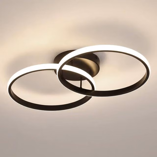 Goeco Modern LED Ring Ceiling Light in Black, 42W, 4500K, Diameter: 54 cm – 1