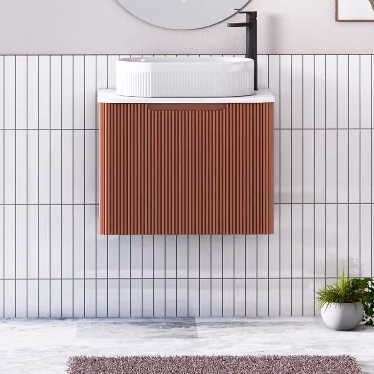 Royal Bathrooms Avenza Wall Hung Vanity Unit with Lyon Basin, Terracotta and White