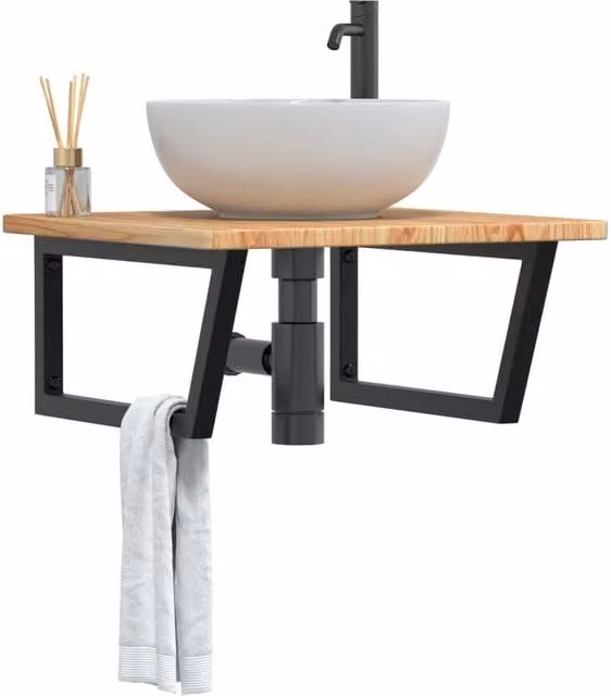 Berkfield Home Wall Mounted Basin Shelf in Brown Oak and Steel
