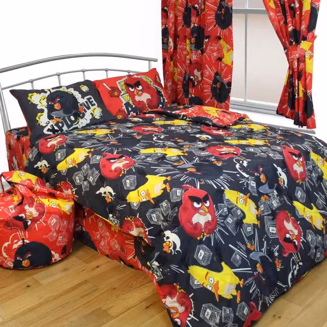 Rovio Angry Birds TNT Reversible Duvet Cover and Pillowcase Set for Children, Multicolour, W: 180 cm, L: 200 cm