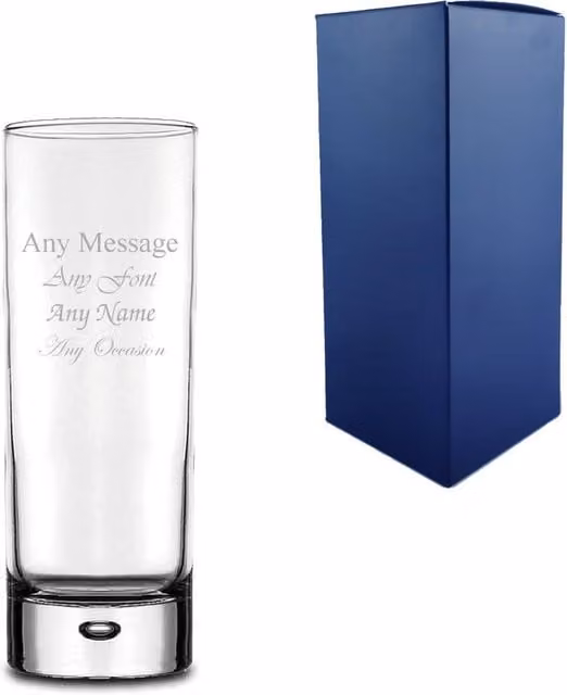 Uniqueful Personalised Engraved Bubble Hiball Tumbler Glass in Transparent, 1000 ml