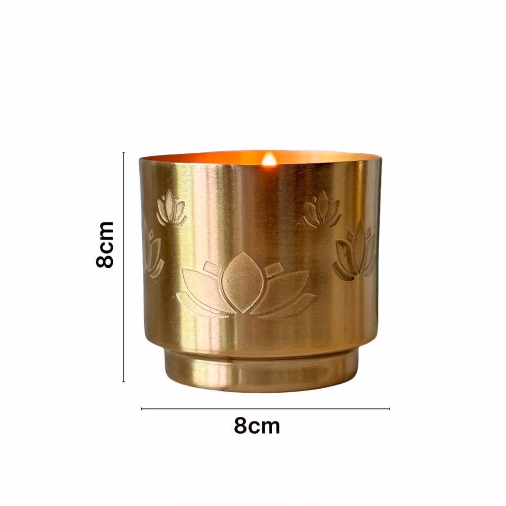Candle Up Lotus Glow Metal Candle in Gold – 2
