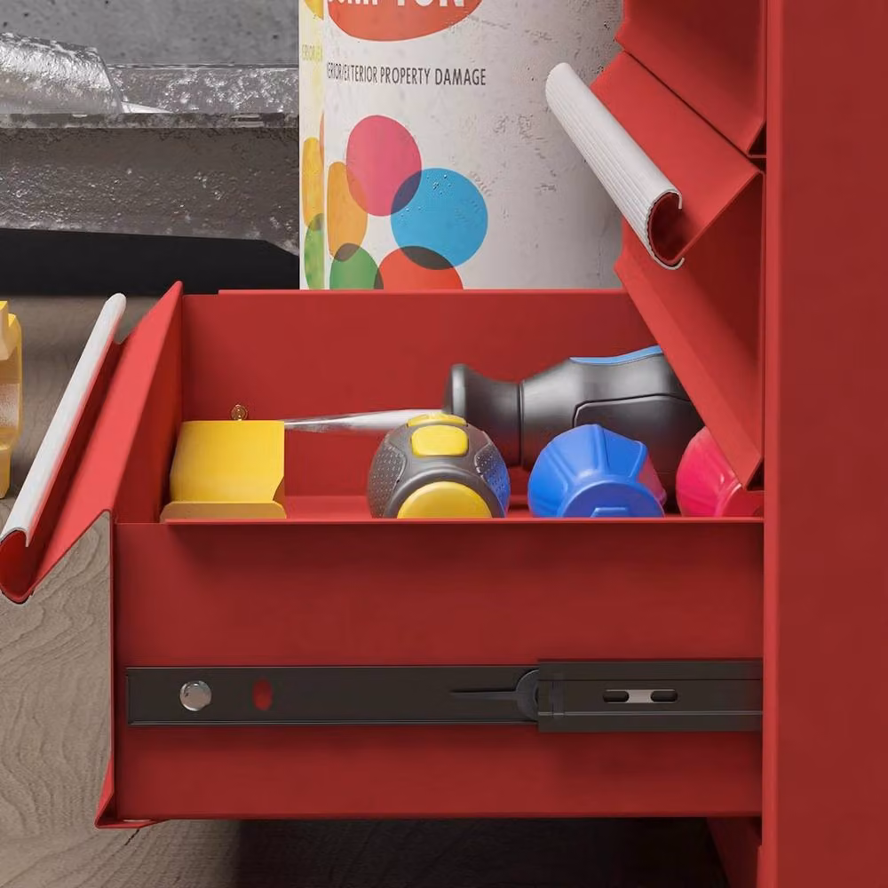 FLAVORA 4 Drawer Steel Tool Chest with Ball Bearing Slides, Red – 5