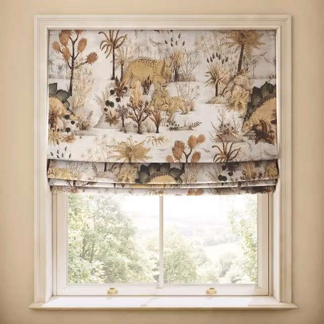 House of Hackney Dinosauria Cotton Linen Blind in Dusk Beige