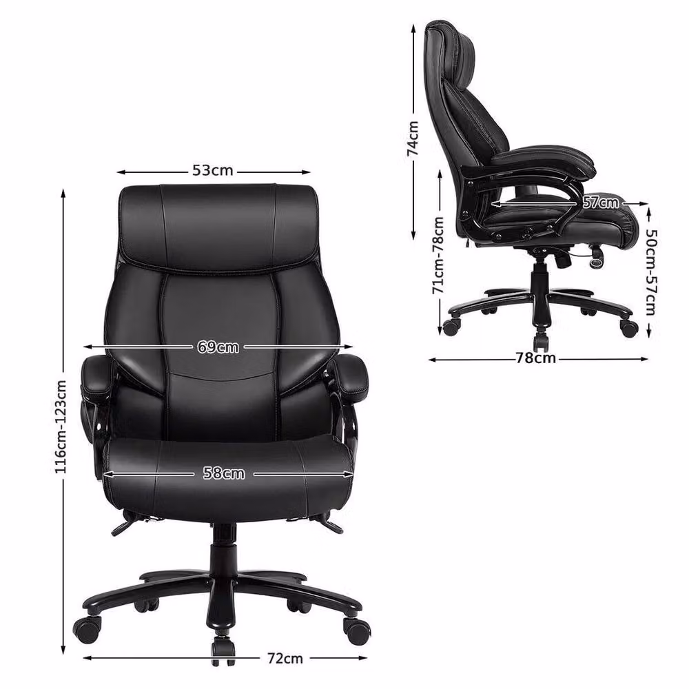 KORVIXA Big & Tall Executive Swivel Office Chair in Black with Headrest and Armrests – 2