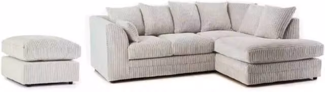 Snug Furniture Birmingham Ltd Jumbo Cord Right Hand Corner Sofa with Matching Ottoman in Cream