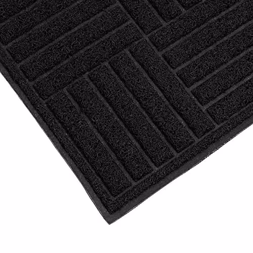 JVL Black Spaghetti Scraper Mud Grabber Doormat, W: 60 cm, D: 40 cm – 7