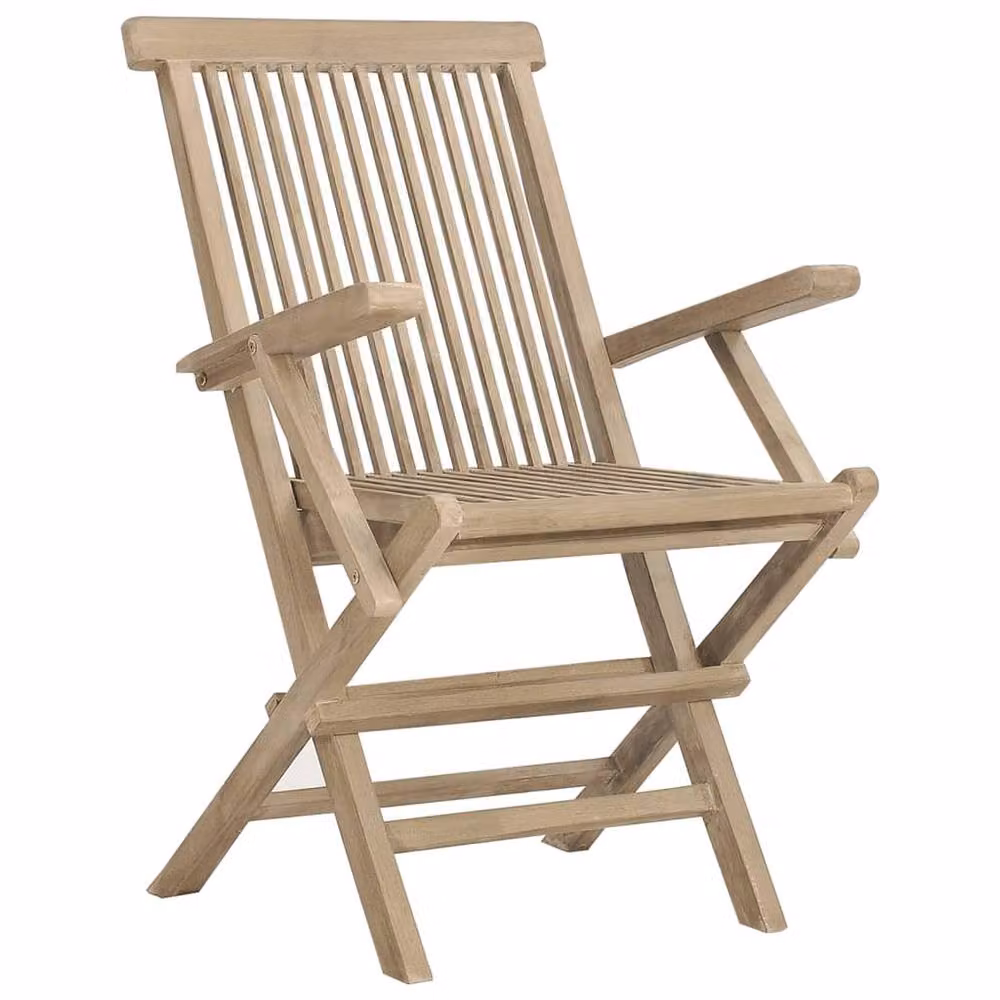 Berkfield Home Set of 6 Folding Garden Chairs in Grey Solid Teak Wood, W/D/H: 56 x 61 x 89 cm – 2