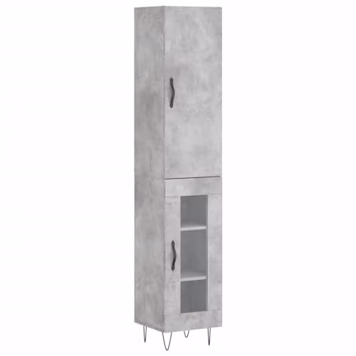 vidaXL Modern Highboard in Grey, W/D/H: 34.5 x 34 x 180 cm