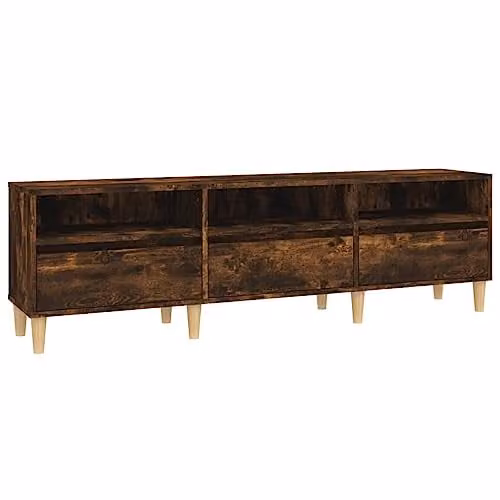 vidaXL TV Cabinet in Smoked Oak, W/D/H: 150 x 30 x 44.5 cm