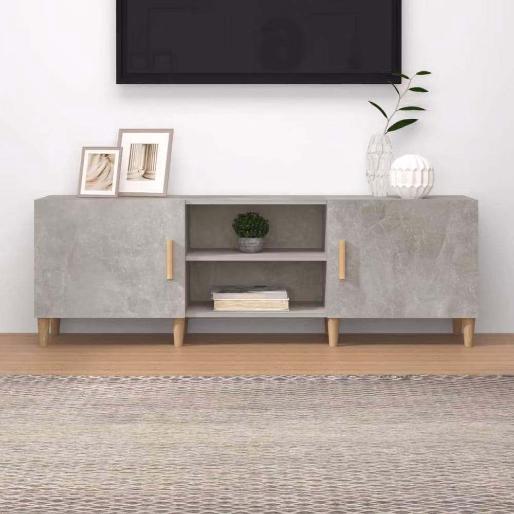 Berkfield Home TV Cabinet in Concrete Grey, Engineered Wood, W/D/H: 150 x 30 x 50 cm – 2