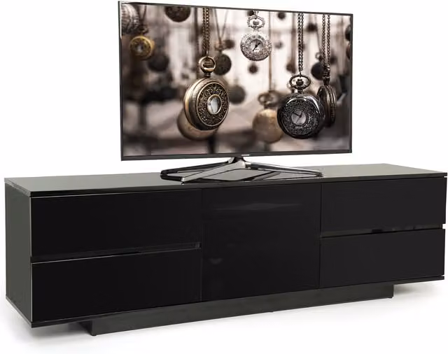 AVITUS ULTRA TV Cabinet with Glass Door, Black, W/D/H: 158 x 40 x 48 cm