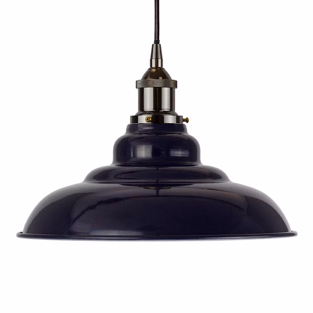 SE Home St Edmund's Round Pendant Light in Navy Blue and Black Nickel – 2