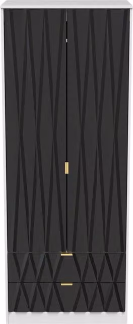 Ready Assembled 2 U Dallas 2 Door 2 Drawer Wardrobe in Black and Gold – 1
