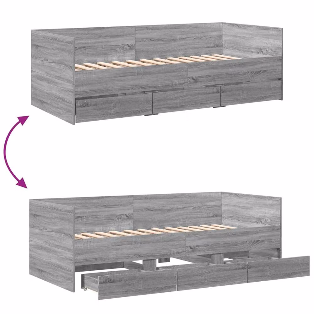 Berkfield Home Versatile Daybed with Drawers in Grey Sonoma, W/D/H: 190 x 90 cm – 4