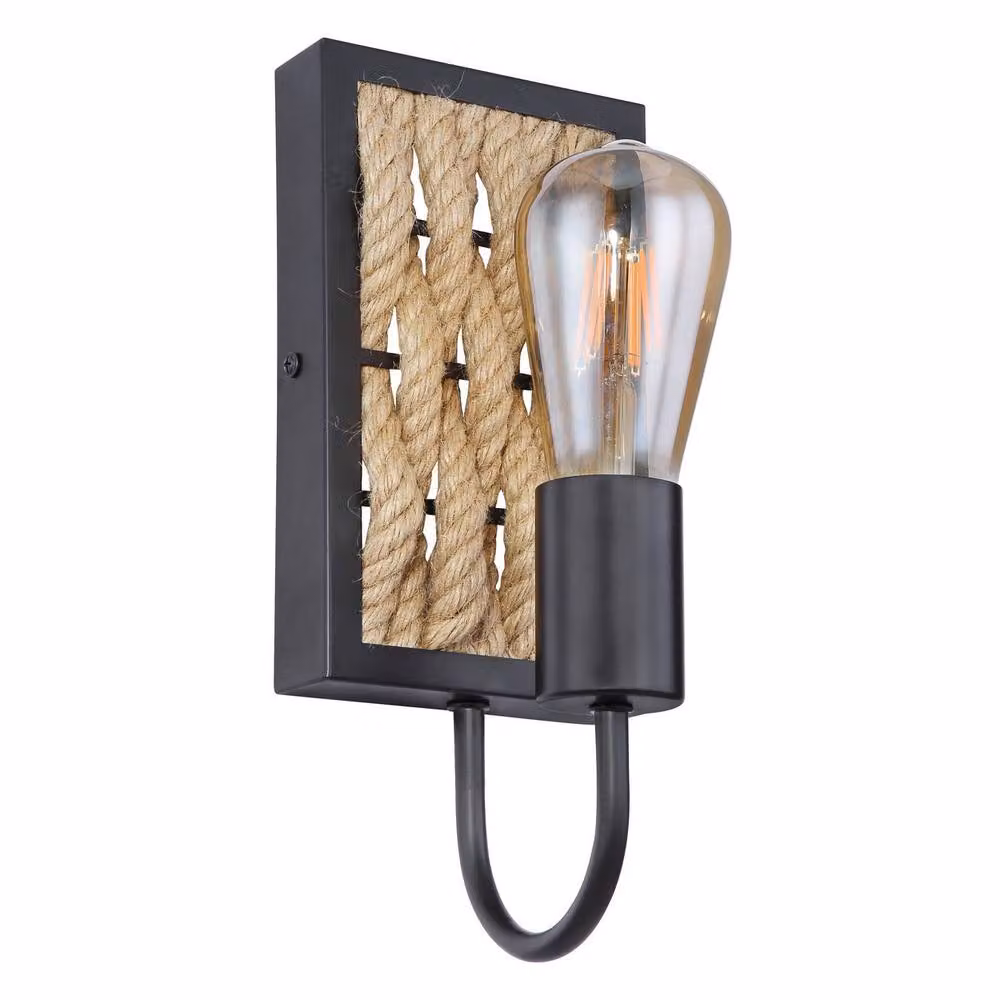 Netlighting Halia Wall Lamp in Black and Brown with Glass and Wood Details, E27, H 28 cm x W 13 cm x D 13 cm – 2