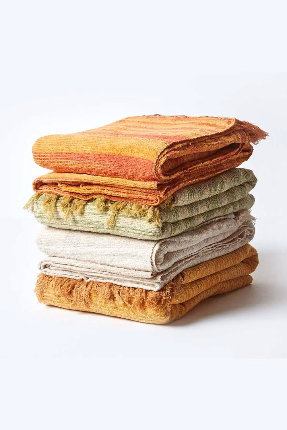 Homescapes Cotton Chenille Woven Throw in Rust Orange with Fringes, W/D/H: 150 x 200 cm – 3