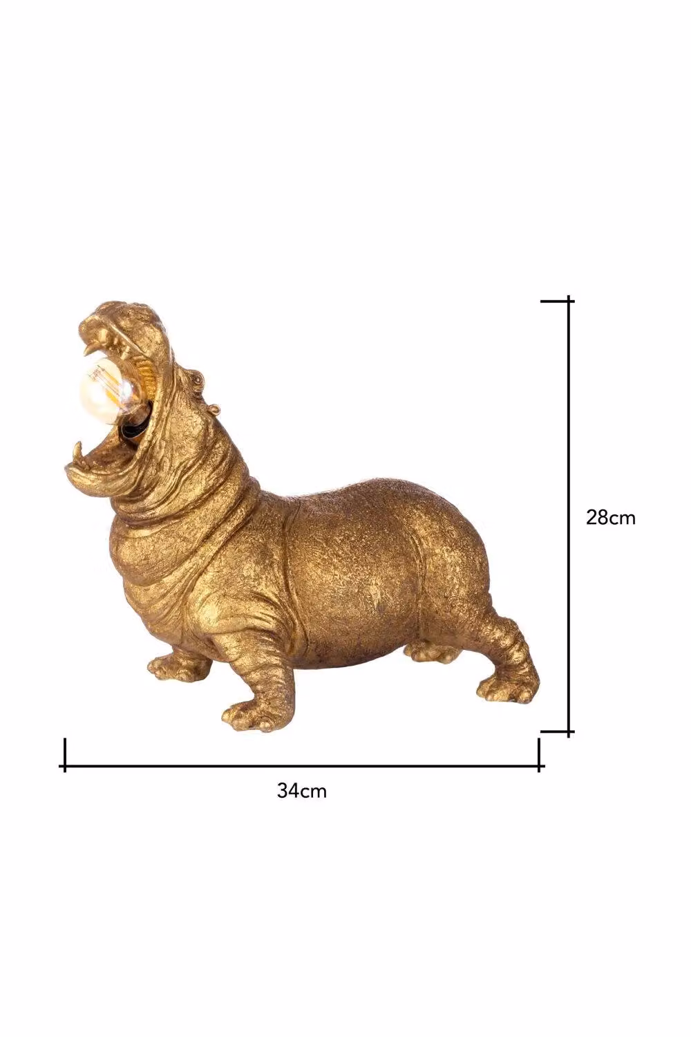 BHS Lighting Bernard Hippo Table Lamp in Gold and Transparent Glass – 3