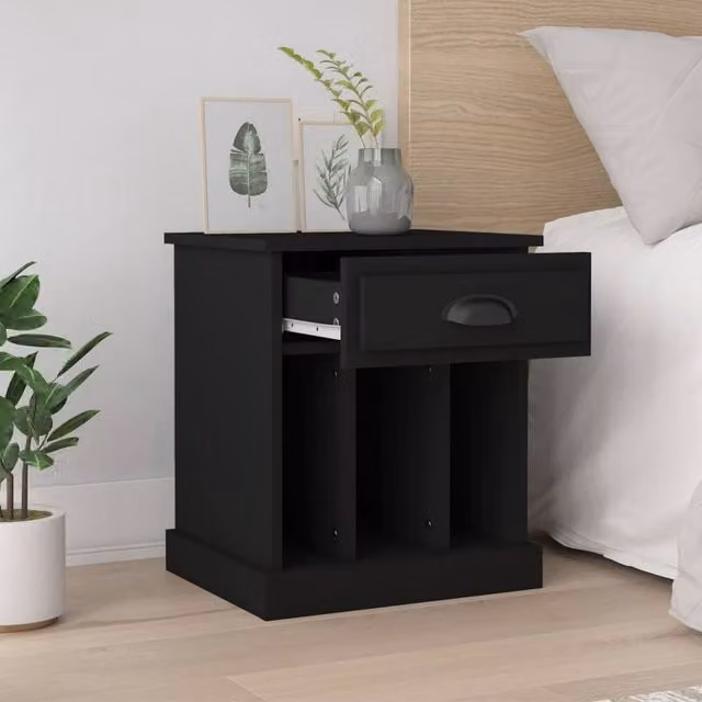 Berkfield Home Elegant Bedside Cabinets, 2 Piece Set in Black, W/D/H: 43 x 36 x 50 cm