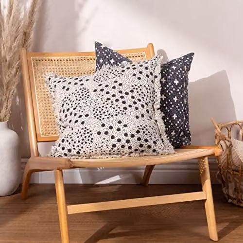 Riva Home Yard Hara Blue Dotted Square Cotton Cushion, W/D/H: 50 x 50 x 50 cm – 2