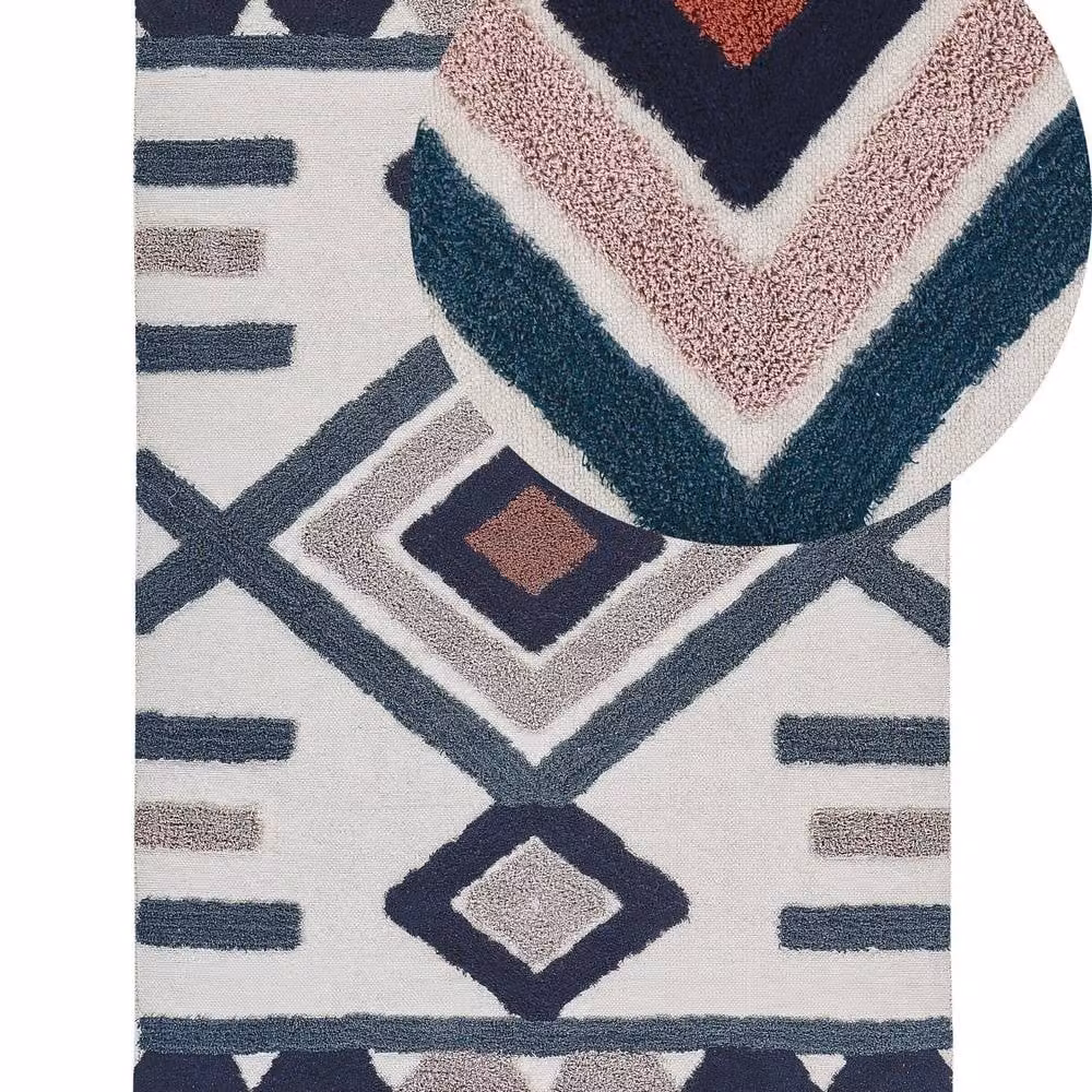 Wyld and Coco Multicolour Hand-Tufted Cotton Scandinavian Rectangular Rug W: 160 cm, L: 230 cm – 1