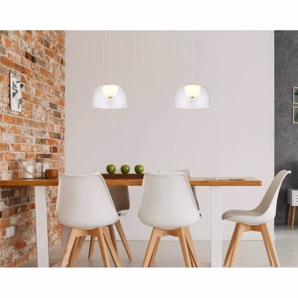 Netlighting Jocky Dome Pendant Light in Gold and Brass with Transparent Glass Shade, LED 3000K, Height Adjustable – 3