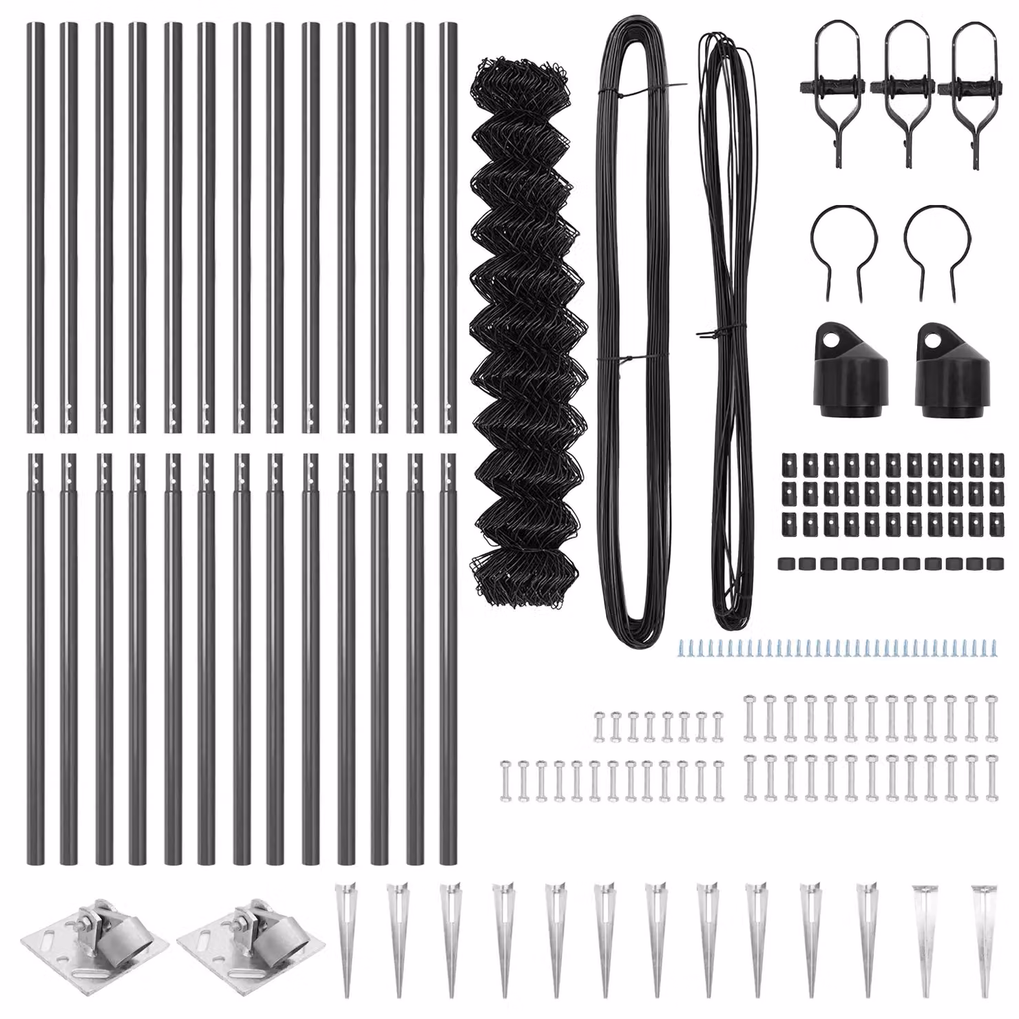 Berkfield Home Grey Galvanised Steel Chain Link Fence with 13 Spike Posts, H: 140 cm, W: 25 m – 3