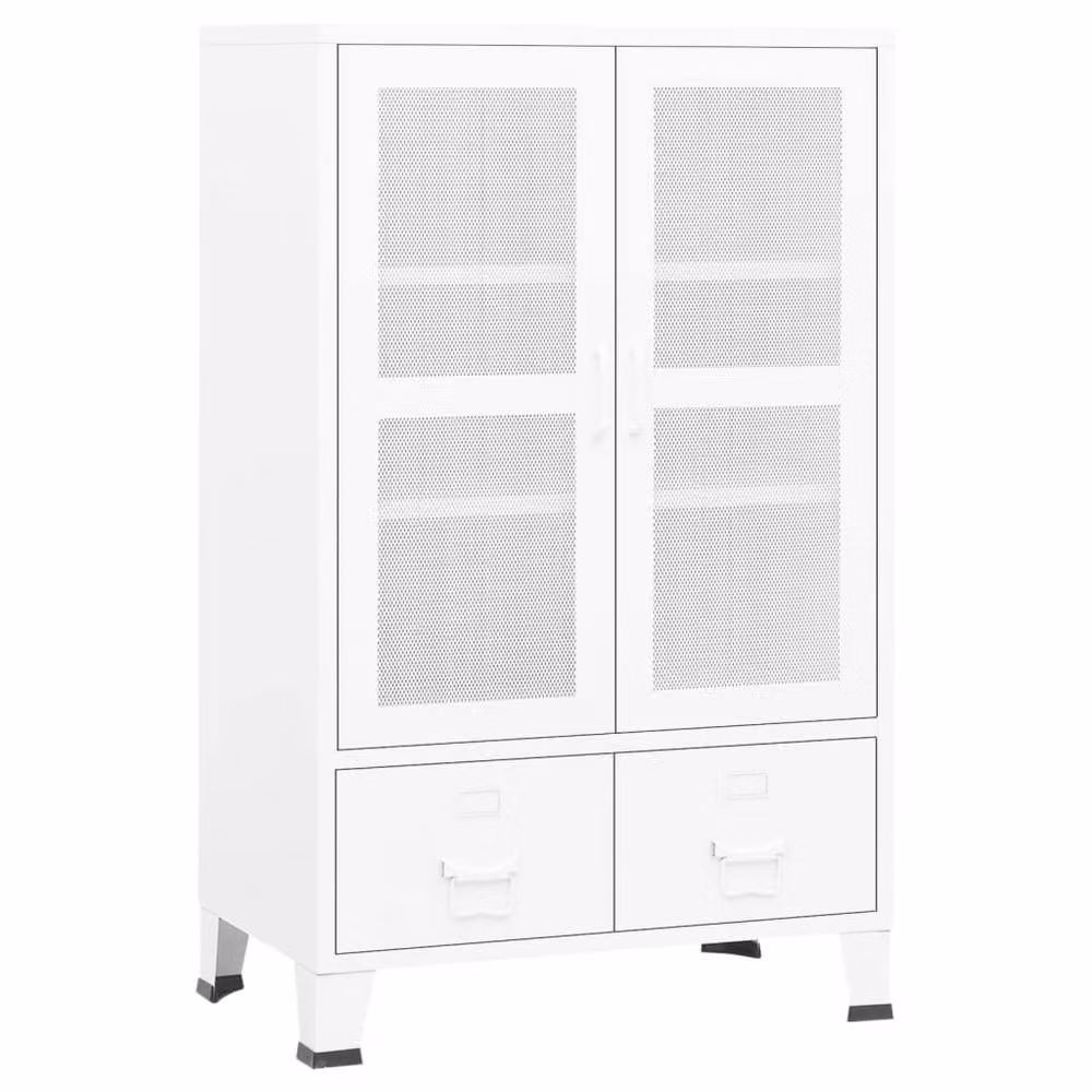 Berkfield Home Industrial Metal Storage Chest in White Matt – 2