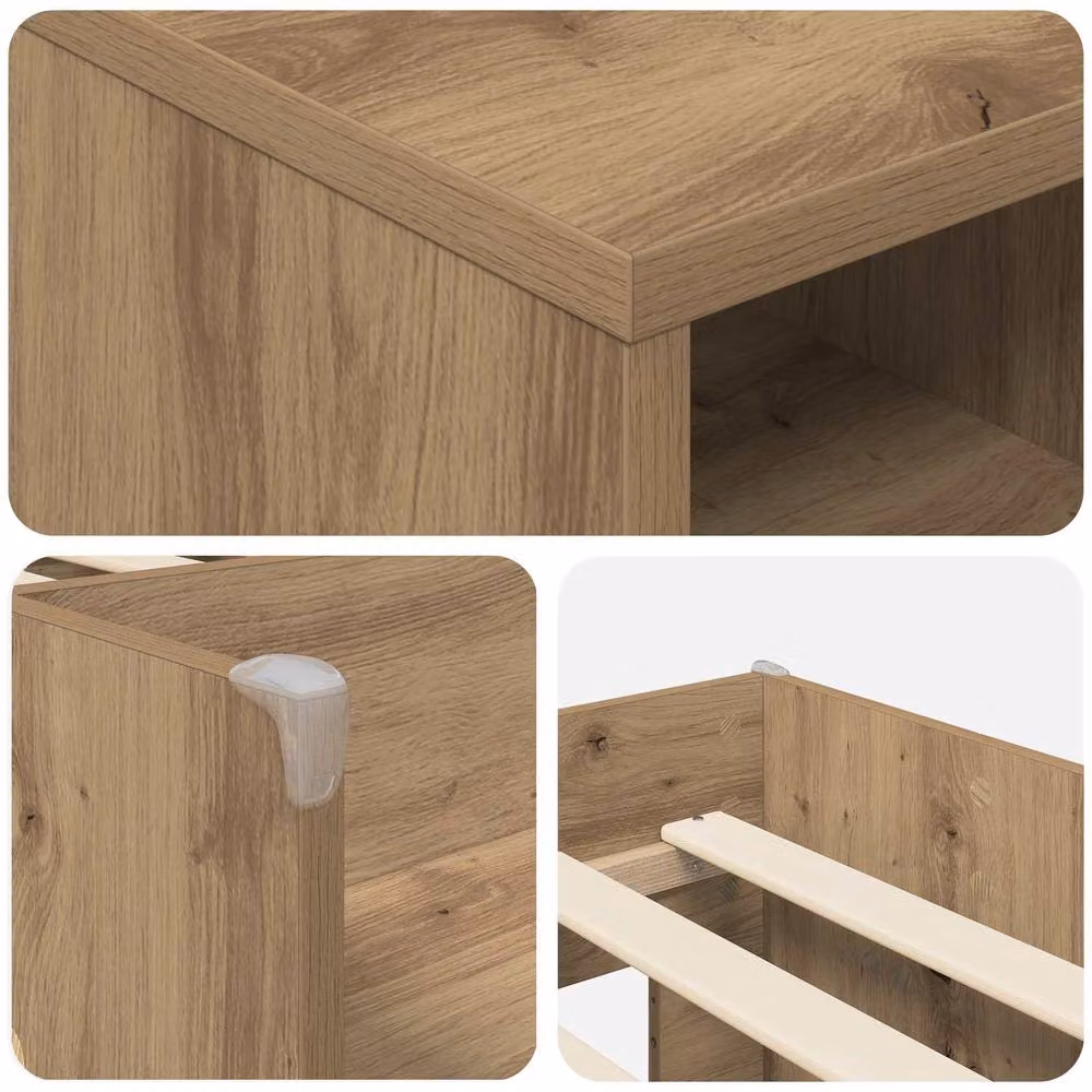 Berkfield Home Loft Bed Frame with Cabinet in Artisan Oak Brown Engineered Wood – 3