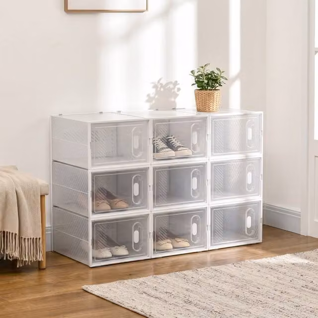 STILVORA Stackable Clear Acrylic Shoe Storage Box with Magnetic Door, W: 36.0 cm, D: 21.0 cm, H: 28.0 cm – 1