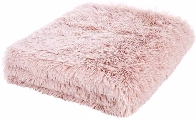 Catherine Lansfield Cuddly Faux Fur Throw, Pink, W: 245 cm, D: 280 cm