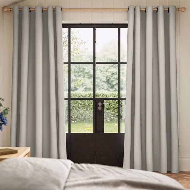 ANTE DECOR Lucent No Joins Made To Measure Blackout Eyelet Curtains in Ecru