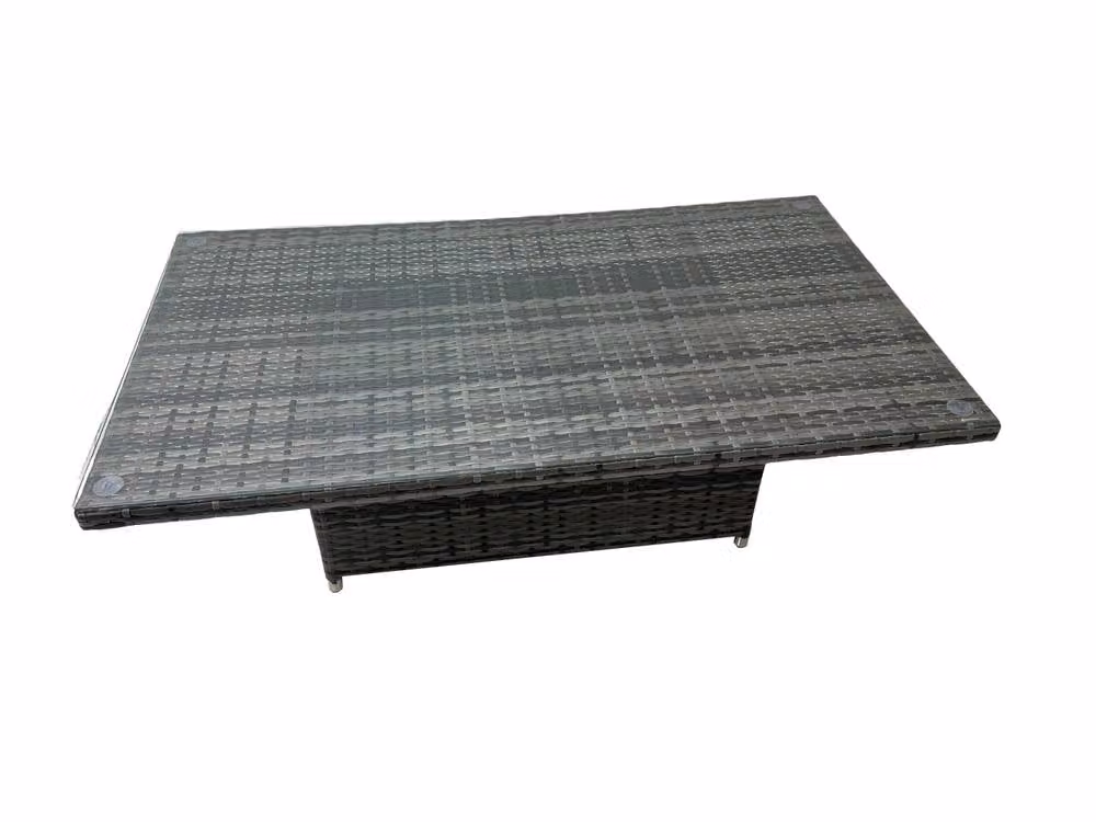 Fimous 7 Seater Rattan Corner Sofa Set with Chair and Side Table in Dark Grey