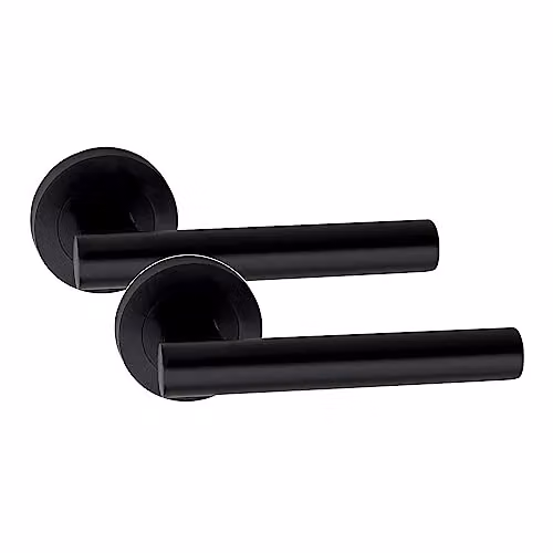 Golden Grace T-Bar Lock Door Handles on Rose in Matt Black Finish – 2