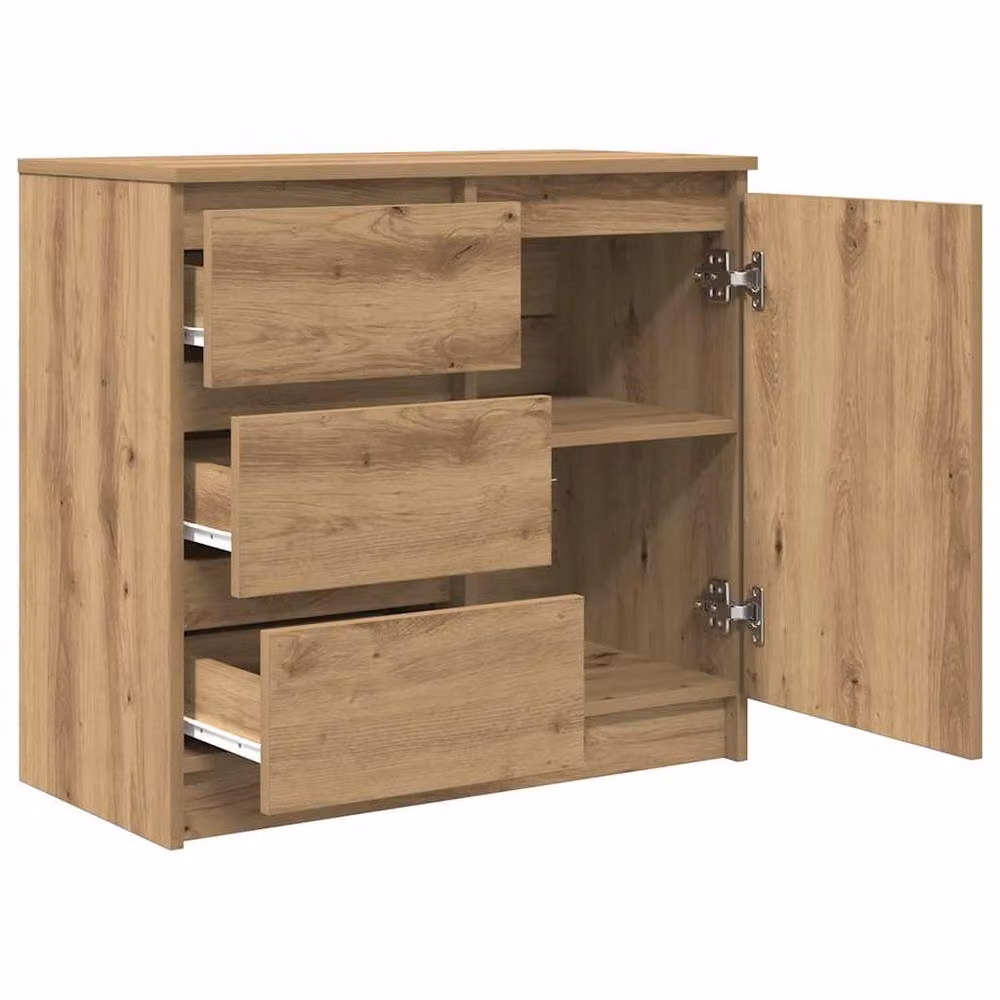 Berkfield Home Artisan Oak Sideboard with Drawer in Brown, W/D/H: 71 x 35 x 65 cm – 3