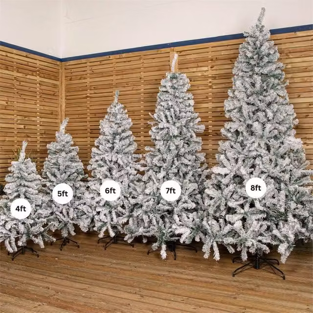 NESTLUNE Snow Flocked Artificial Christmas Tree in Green, W: 100 cm, D: 15 cm – 1