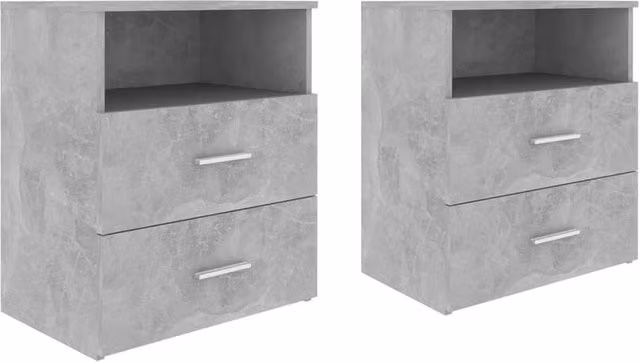 Berkfield Home Bed Cabinets, 2 Piece, Concrete Grey, W: 50 cm, D: 32 cm, H: 60 cm – 1