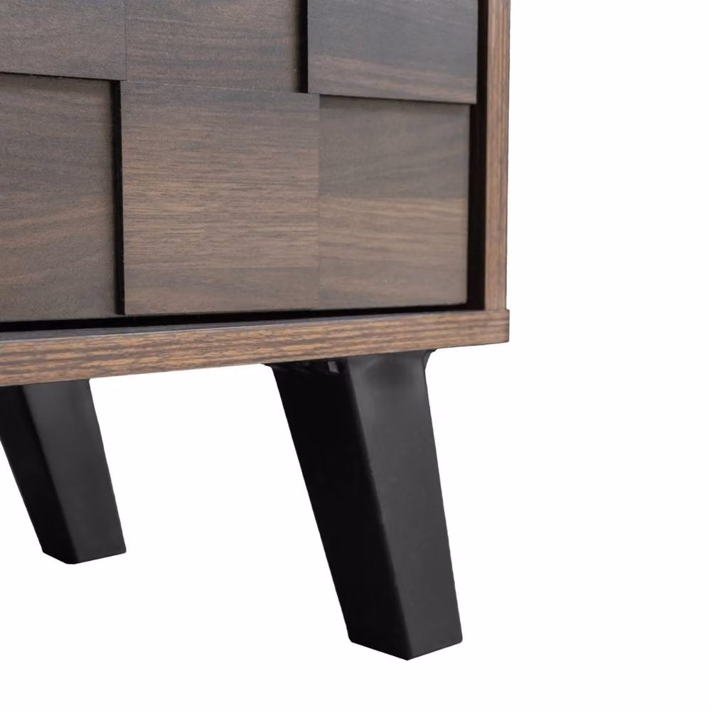 ERGOVEXA Minimalist Wood TV Cabinet in Brown with 2 Doors and Open Shelves, Width: 160 cm – 4
