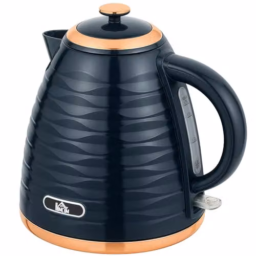 HOMCOM 1.7L Fast Boil Electric Glass Kettle with Auto Shut-off and Limescale Filter, Blue – 1