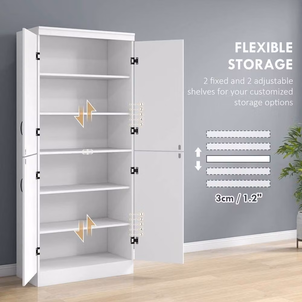 KORVIXA 4-Door Freestanding Kitchen Storage Cabinet in White, W: 70 cm, H: 75 cm – 2